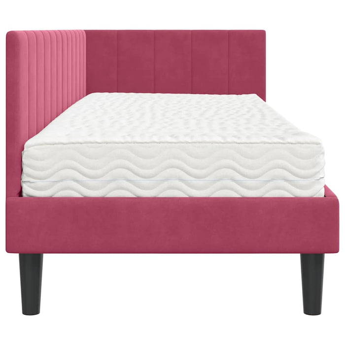 Cadru de pat colțar cu saltea cu headboard 2 pcs Verde Catifea - WALTI WALTI