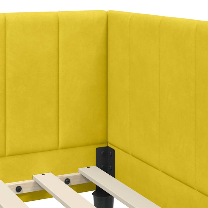Cadru de pat colțar cu saltea cu headboard 2 pcs Galben Catifea - WALTI WALTI
