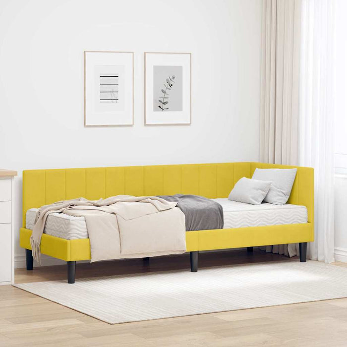 Cadru de pat colțar cu saltea cu headboard 2 pcs Galben Catifea - WALTI WALTI