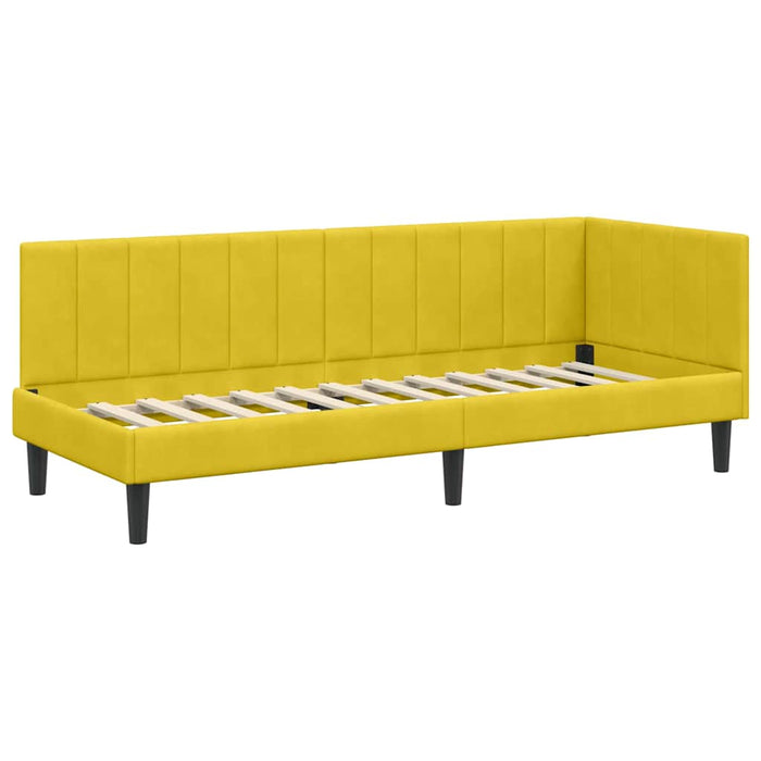 Cadru de pat colțar cu saltea cu headboard 2 pcs Galben Catifea - WALTI WALTI