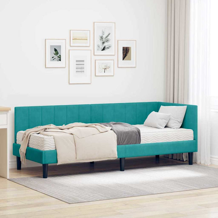 Cadru de pat colțar cu saltea 2 pcs Turcoaz Catifea - WALTI WALTI