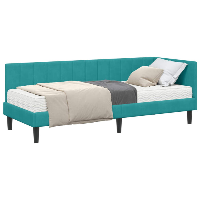 Cadru de pat colțar cu saltea 2 pcs Turcoaz Catifea - WALTI WALTI