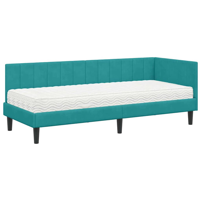 Cadru de pat colțar cu saltea 2 pcs Turcoaz Catifea - WALTI WALTI