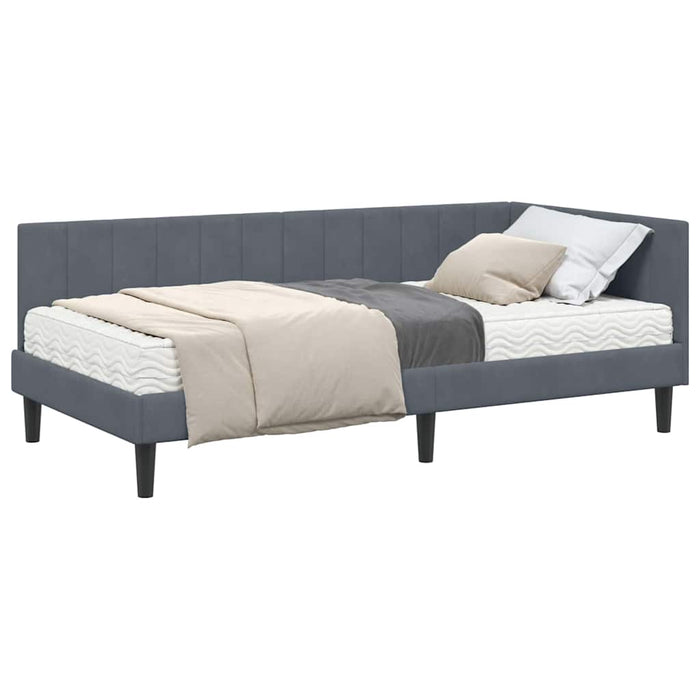 Cadru de pat colțar cu saltea Gri închis 90 x 200 cm Catifea - WALTI WALTI