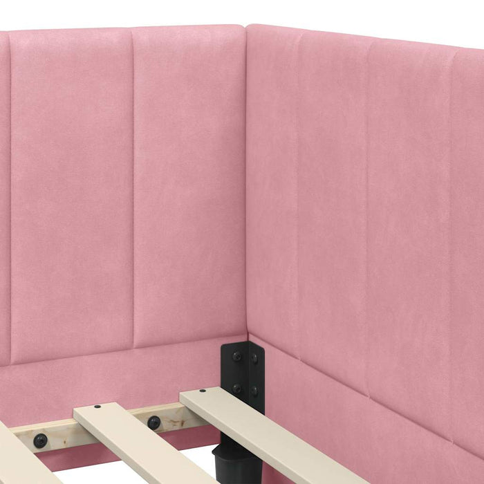 Cadru de pat colțar cu saltea cu headboard 2 pcs Gri Catifea WALTI