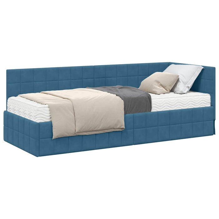 Cadru de pat colțar cu saltea Manual 2 pcs albastru Catifea - WALTI WALTI
