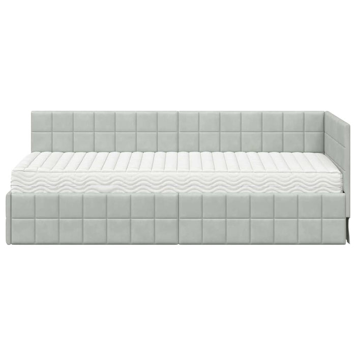 Cadru de pat colțar cu saltea Manual 2 pcs Gri deschis Catifea - WALTI WALTI