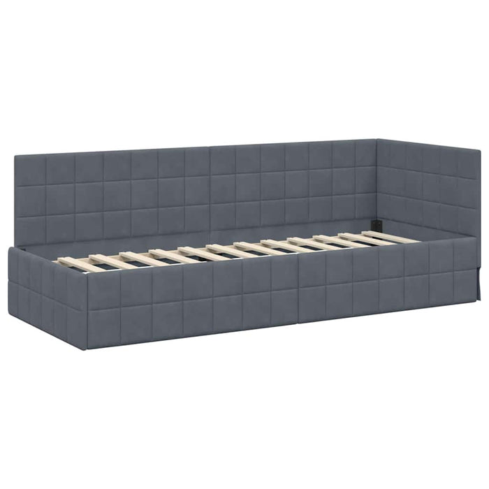 Cadru de pat colțar cu saltea cu headboard 2 pcs Gri Catifea - WALTI WALTI