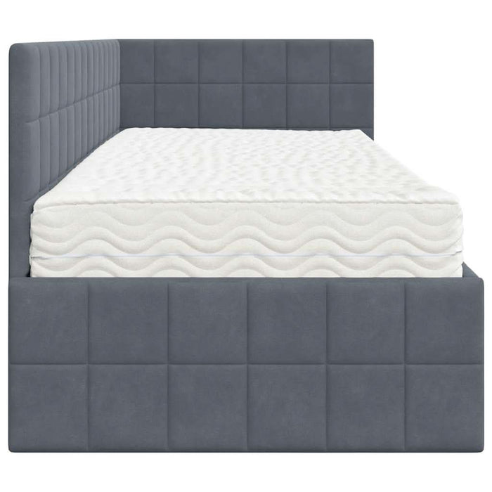 Cadru de pat colțar cu saltea cu headboard 2 pcs Gri Catifea - WALTI WALTI