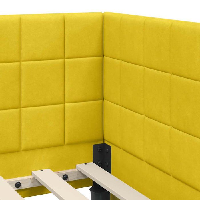 Cadru de pat colțar cu saltea cu headboard 2 pcs Galben Catifea - WALTI WALTI