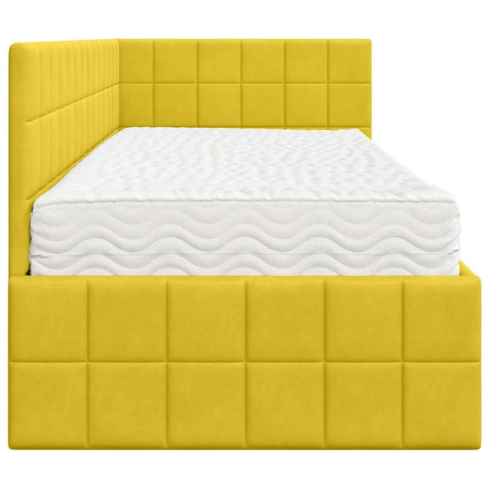 Cadru de pat colțar cu saltea cu headboard 2 pcs Galben Catifea - WALTI WALTI