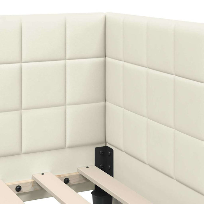 Cadru de pat colțar cu saltea cu headboard 2 pcs Crem Catifea - WALTI WALTI