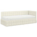 Cadru de pat colțar cu saltea cu headboard 2 pcs Crem Catifea - WALTI WALTI