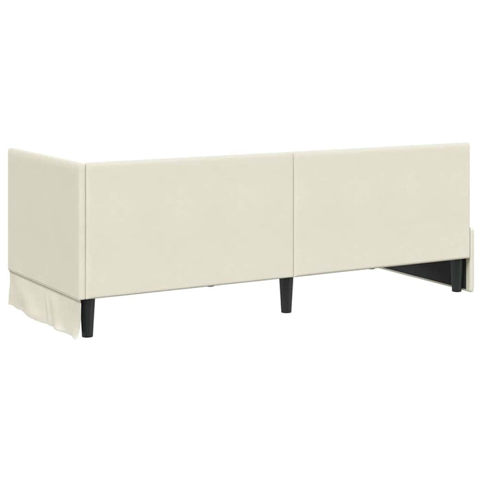 Cadru de pat colțar cu saltea cu headboard 2 pcs Crem Catifea - WALTI WALTI