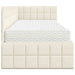 Cadru de pat colțar cu saltea cu headboard 2 pcs Crem Catifea - WALTI WALTI