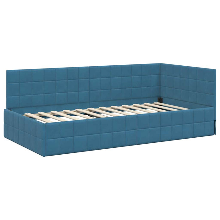 Cadru de pat colțar cu saltea Manual 2 pcs albastru Catifea - WALTI WALTI
