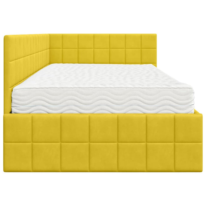 Cadru de pat colțar cu saltea cu headboard 2 pcs Galben Catifea - WALTI WALTI