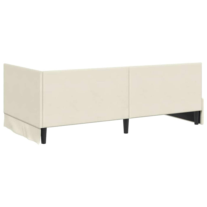 Cadru de pat colțar cu saltea cu headboard 2 pcs Crem Catifea - WALTI WALTI