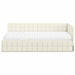 Cadru de pat colțar cu saltea cu headboard 2 pcs Crem Catifea - WALTI WALTI