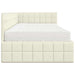 Cadru de pat colțar cu saltea cu headboard 2 pcs Crem Catifea - WALTI WALTI