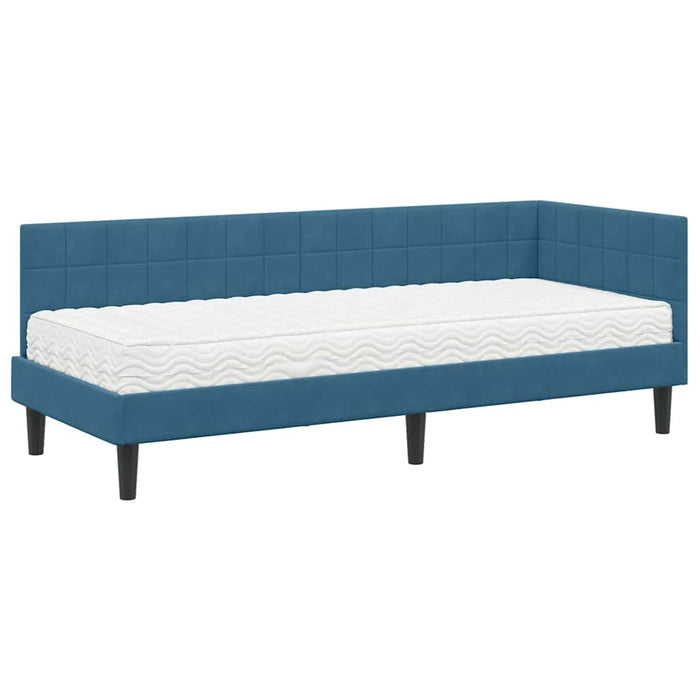 Cadru de pat colțar cu saltea Manual 2 pcs albastru Catifea - WALTI WALTI