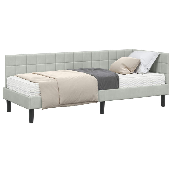 Cadru de pat colțar cu saltea Manual 2 pcs Gri deschis Catifea - WALTI WALTI