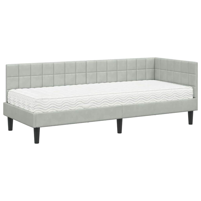 Cadru de pat colțar cu saltea Manual 2 pcs Gri deschis Catifea - WALTI WALTI