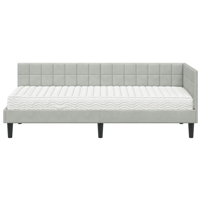 Cadru de pat colțar cu saltea Manual 2 pcs Gri deschis Catifea - WALTI WALTI