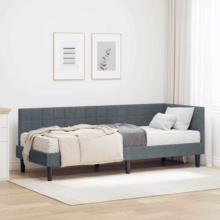 Cadru de pat colțar cu saltea cu headboard 2 pcs Gri Catifea - WALTI WALTI