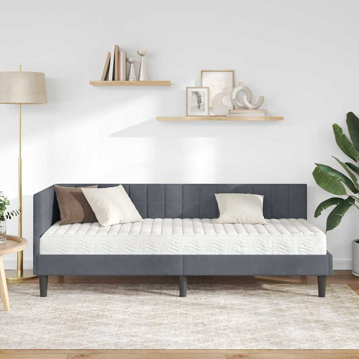 Cadru de pat colțar cu saltea cu headboard 2 pcs Gri Catifea - WALTI WALTI