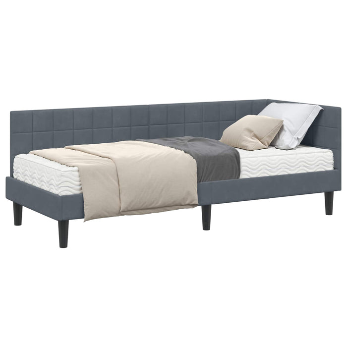 Cadru de pat colțar cu saltea cu headboard 2 pcs Gri Catifea - WALTI WALTI