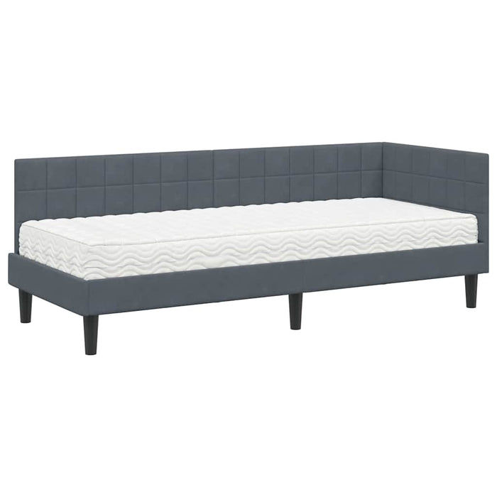 Cadru de pat colțar cu saltea cu headboard 2 pcs Gri Catifea - WALTI WALTI