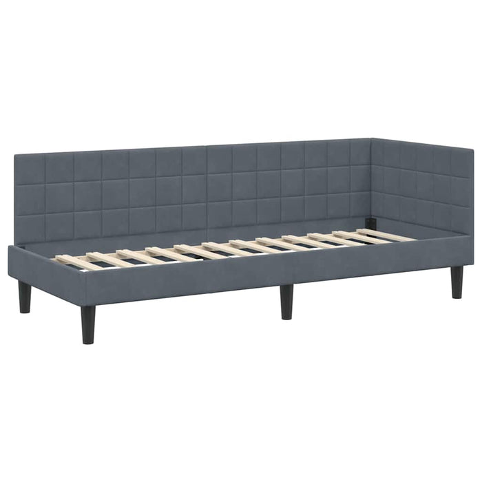 Cadru de pat colțar cu saltea cu headboard 2 pcs Gri Catifea - WALTI WALTI