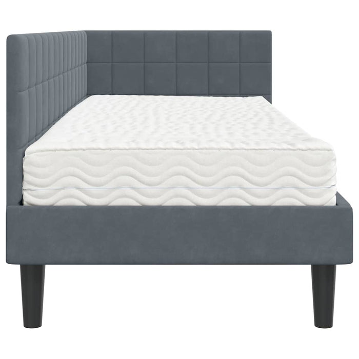 Cadru de pat colțar cu saltea cu headboard 2 pcs Gri Catifea - WALTI WALTI