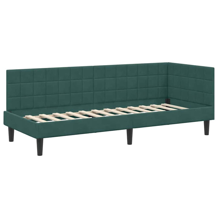 Cadru de pat colțar cu saltea cu headboard 2 pcs Verde Catifea - WALTI WALTI