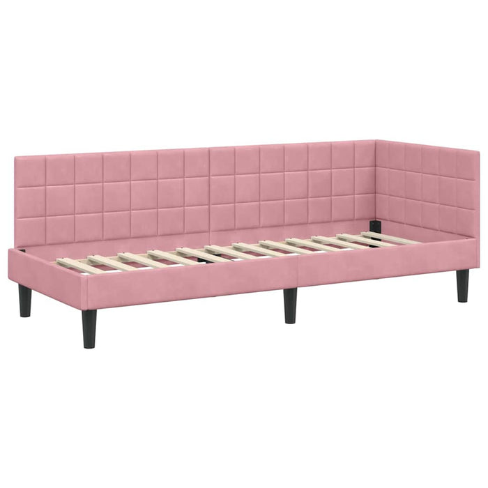 Cadru de pat colțar cu saltea cu headboard 2 pcs Gri Catifea - WALTI WALTI
