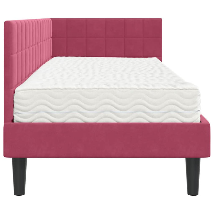 Cadru de pat colțar cu saltea cu headboard 2 pcs Verde Catifea - WALTI WALTI