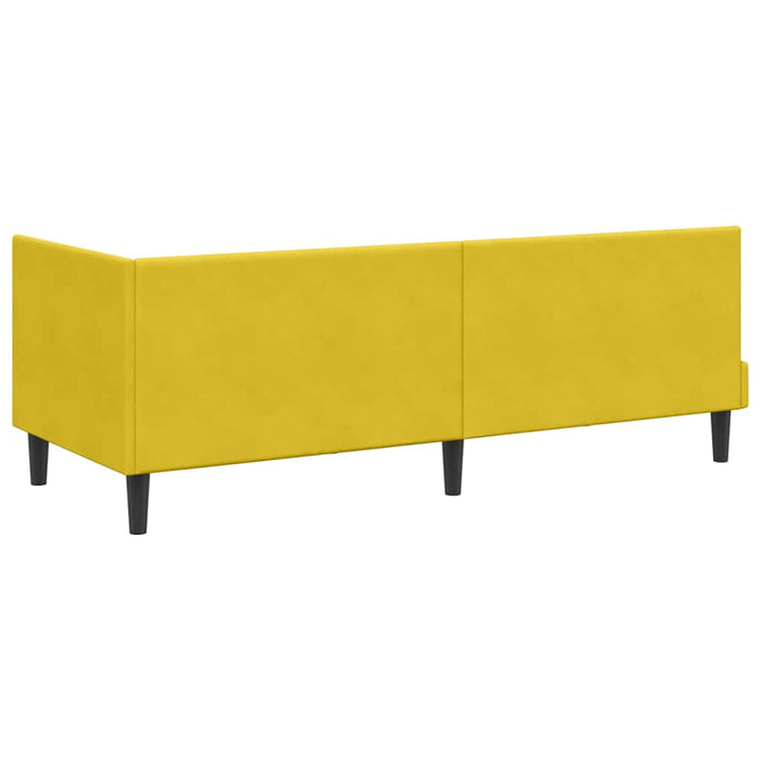 Cadru de pat colțar cu saltea cu headboard 2 pcs Galben Catifea - WALTI WALTI