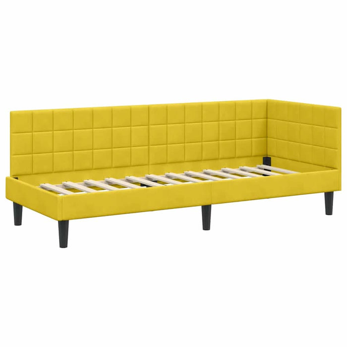 Cadru de pat colțar cu saltea cu headboard 2 pcs Galben Catifea - WALTI WALTI