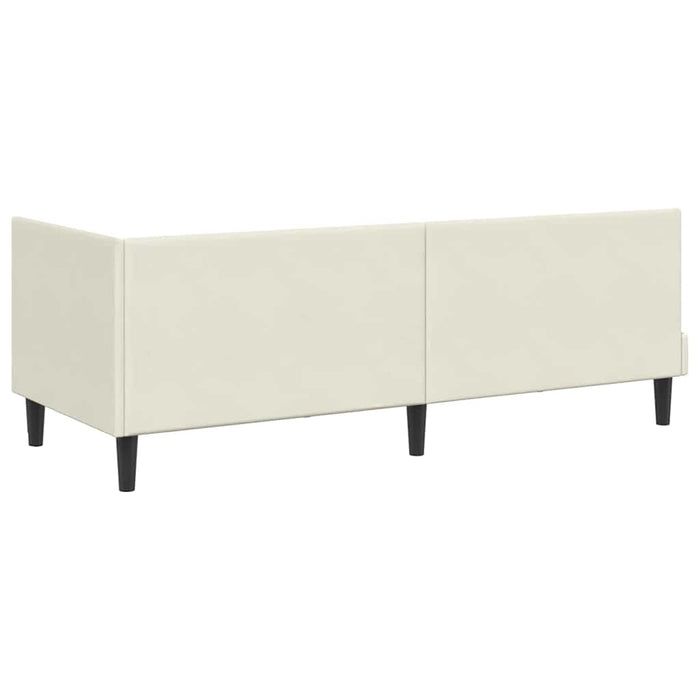 Cadru de pat colțar cu saltea cu headboard 2 pcs Crem Catifea - WALTI WALTI