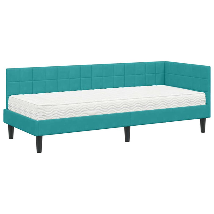Cadru de pat colțar cu saltea Manual 2 pcs Turcoaz Catifea - WALTI WALTI