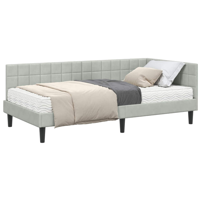 Cadru de pat colțar cu saltea Manual 2 pcs Gri deschis Catifea - WALTI WALTI
