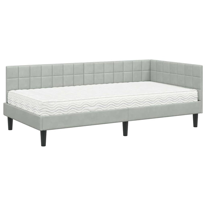Cadru de pat colțar cu saltea Manual 2 pcs Gri deschis Catifea - WALTI WALTI