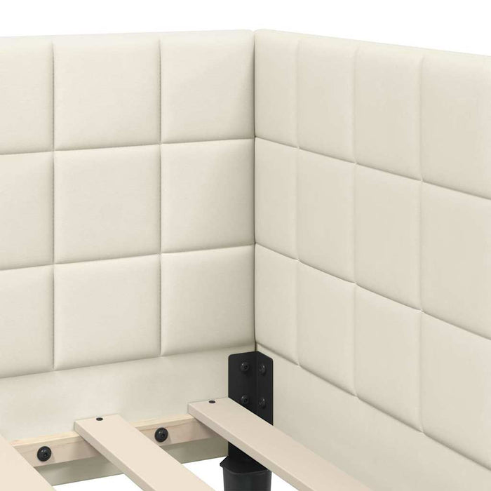 Cadru de pat colțar cu saltea cu headboard 2 pcs Crem Catifea - WALTI WALTI