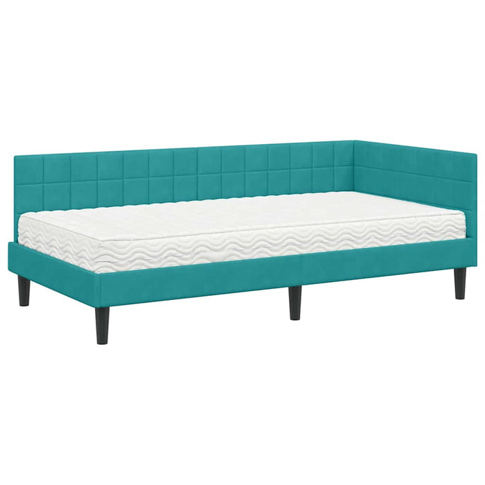Cadru de pat colțar cu saltea Manual 2 pcs Turcoaz Catifea - WALTI WALTI