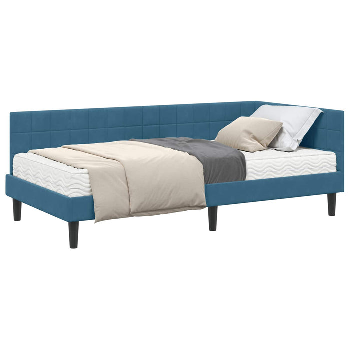 Cadru de pat colțar cu saltea Manual 2 pcs albastru Catifea - WALTI WALTI