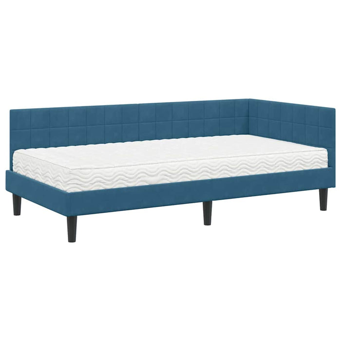 Cadru de pat colțar cu saltea Manual 2 pcs albastru Catifea - WALTI WALTI