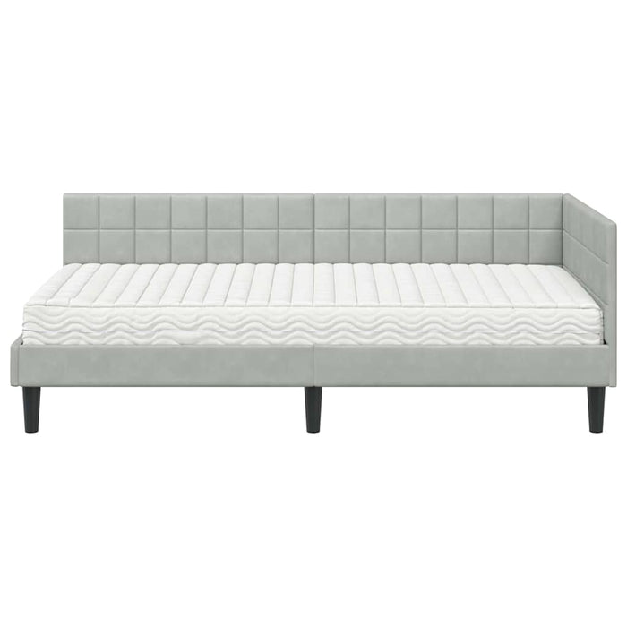 Cadru de pat colțar cu saltea Manual 2 pcs Gri deschis Catifea - WALTI WALTI