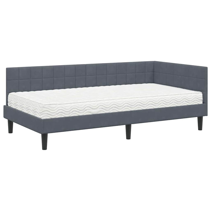 Cadru de pat colțar cu saltea cu headboard 2 pcs Gri Catifea - WALTI WALTI