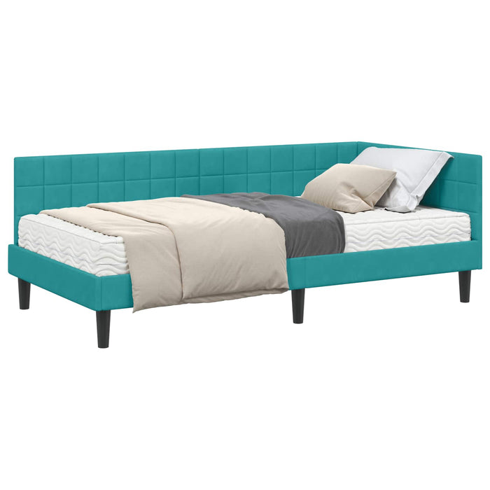 Cadru de pat colțar cu saltea Manual 2 pcs Turcoaz Catifea - WALTI WALTI